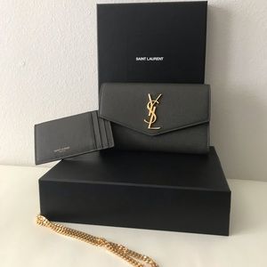 Saint Laurent Women's Green Uptown Small Leather Clutch